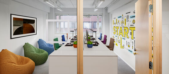Digitally furnished large office