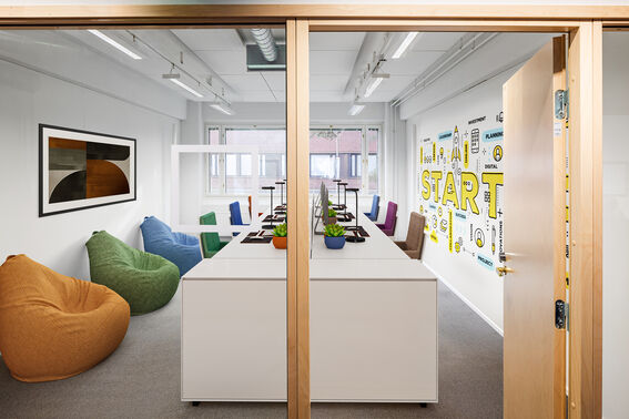 Digitally furnished large office